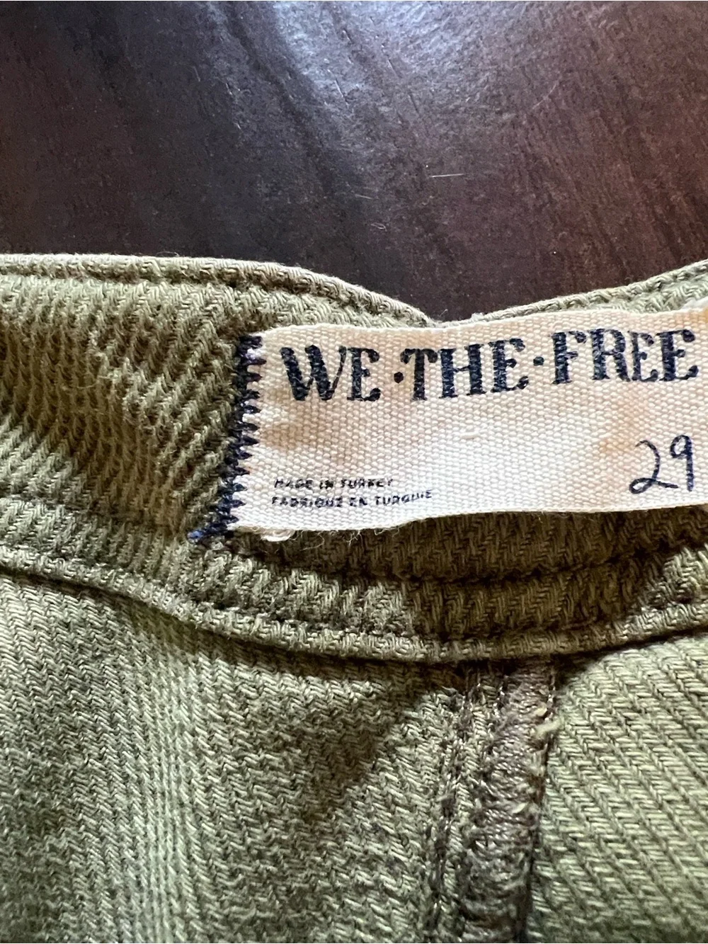 Free People Osaka midrise barrel pants in olive green, size 29, excellent cond